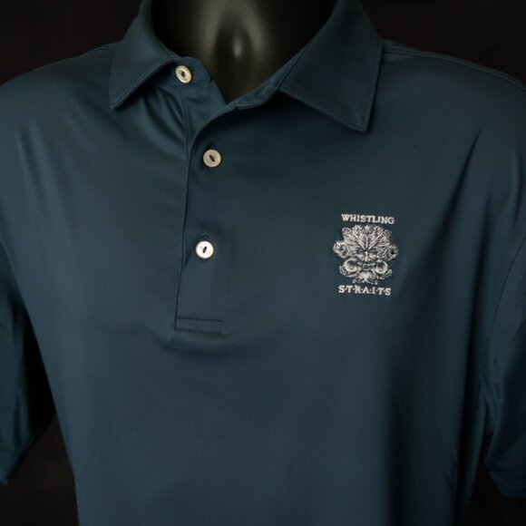 Whistling Straits Peter Millar Summer Comfort Teal Blue Polo (L) ⛳️ - Picture 5 of 7